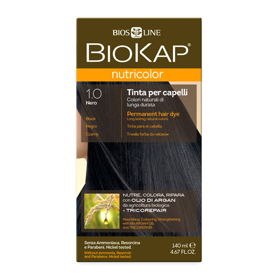 фото Краска для волос biokap «черный» тон 1.0, 140 мл