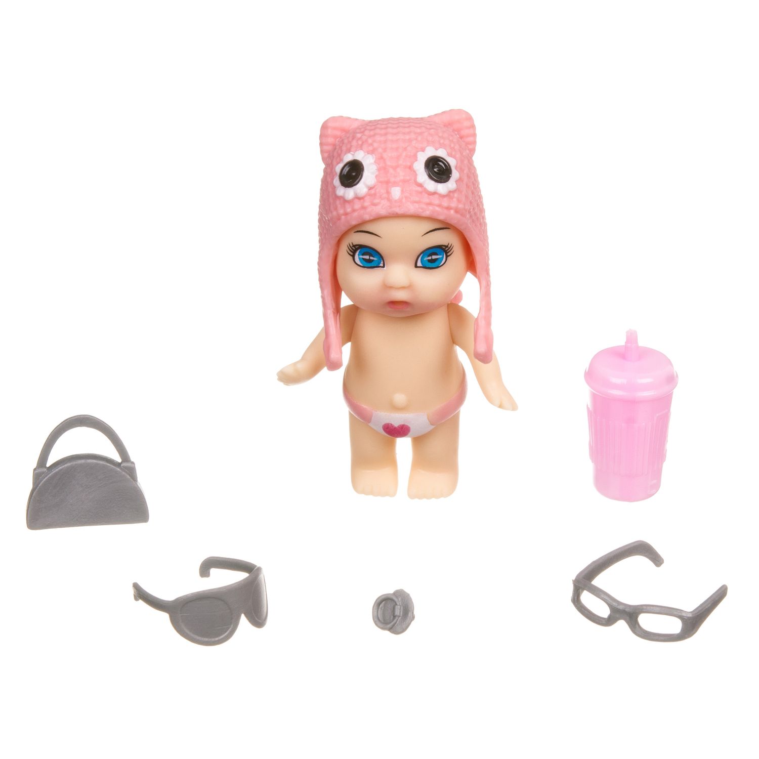 Набор игровой Bondibon куколка OLY в шапочке-ушанке с животным и аксессуарами в банке