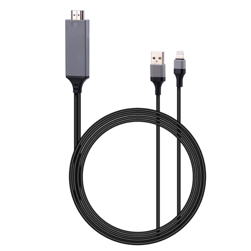 фото Кабель 2emarket для iphone hdmi и usb black