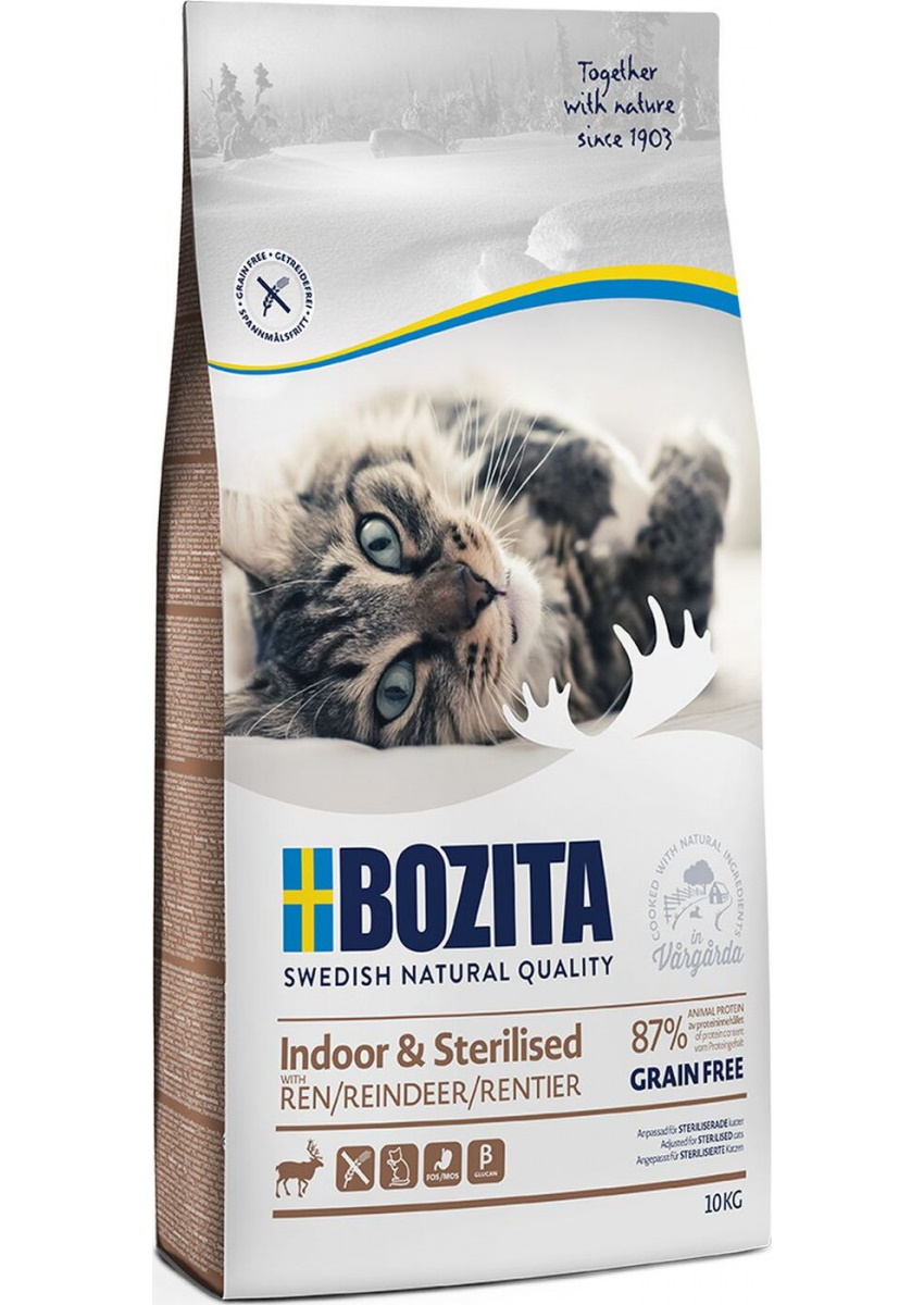 фото Сухой корм для кошек bozita indoor & sterilized grain free, олень 10 кг