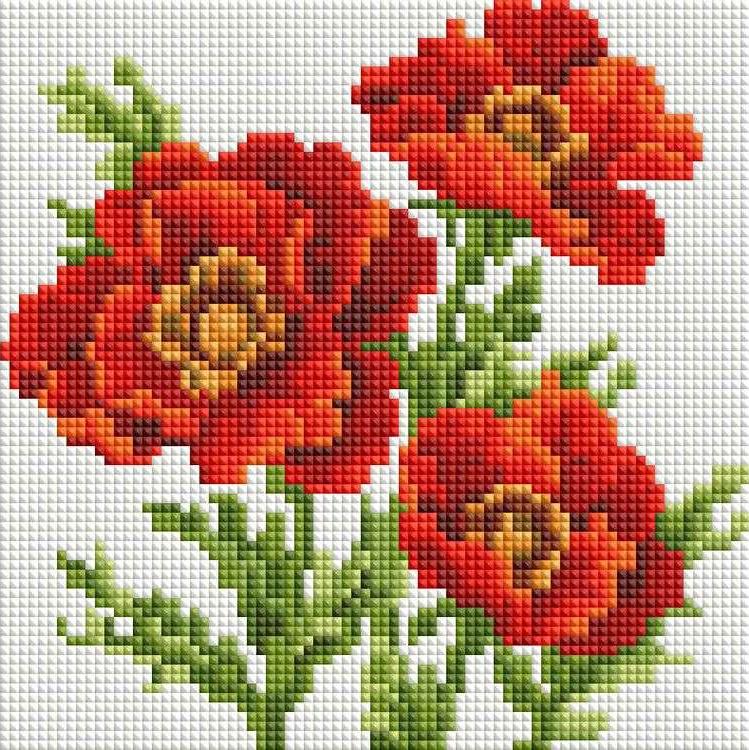 

Алмазная вышивка Белоснежка Красные маки, 20x20 см, Красные маки