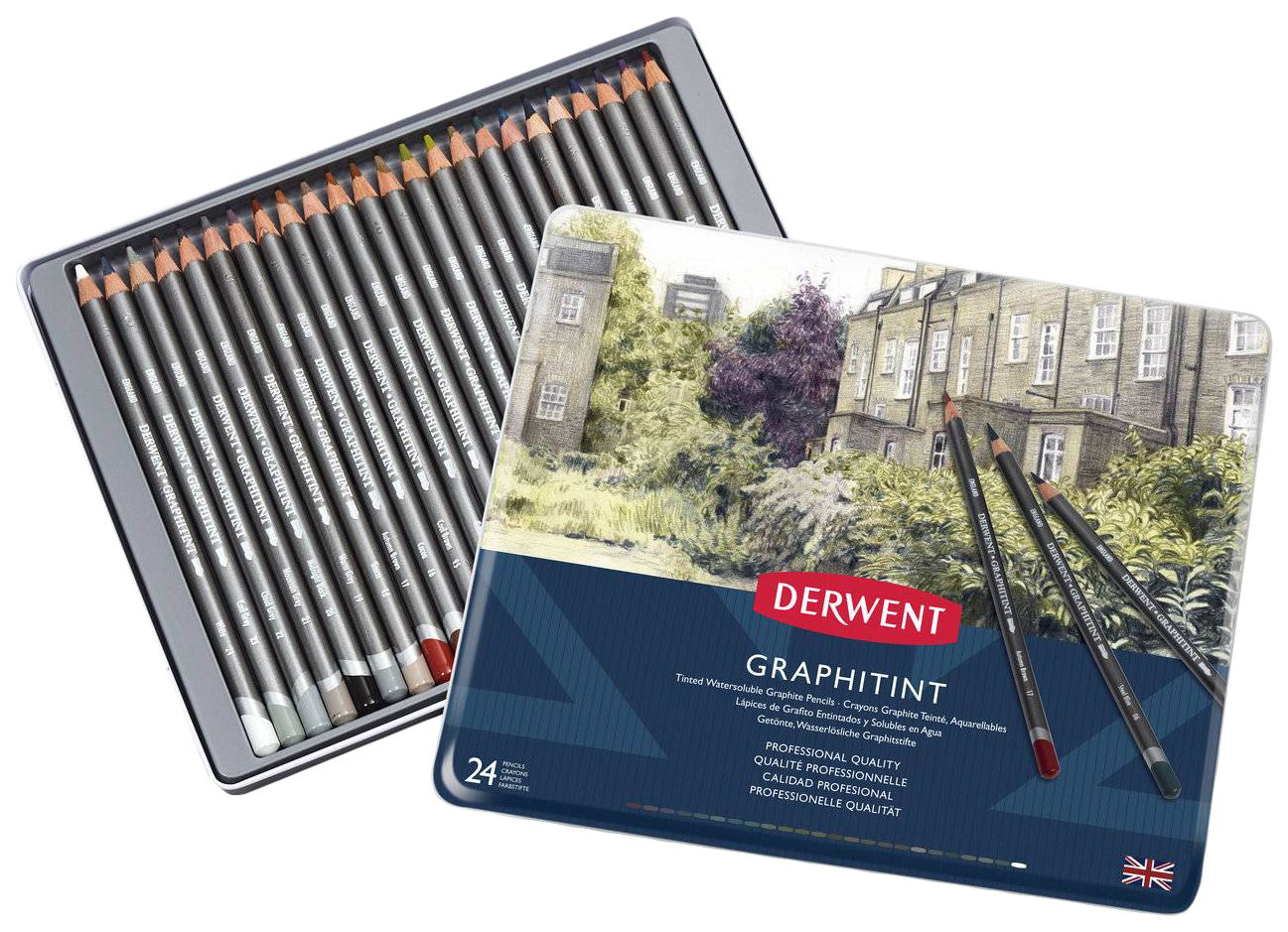 

Карандаши цветные Derwent Graphitint 700803 24 шт, Белый;голубой;желтый;зеленый;коричневый;красный;оранжевый;розовый;серый;синий;фиолетовый;черный