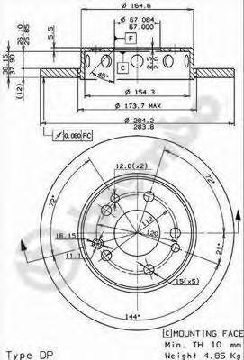 фото Тормозной диск brembo 08475034