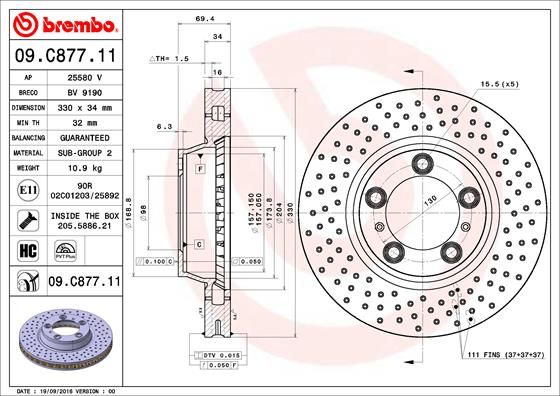 фото Тормозной диск brembo 09.c877.11