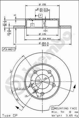 фото Тормозной диск brembo 08.7627.75