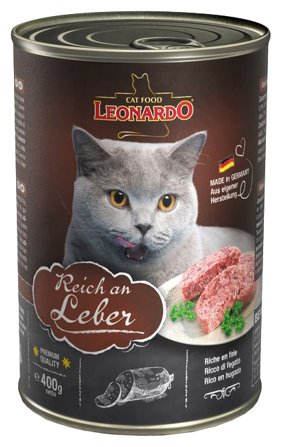 фото Консервы для кошек leonardo quality selection rich in liver, с печенью, 12шт по 400г