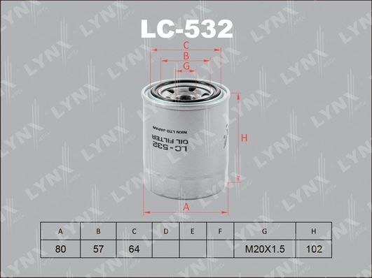 

Фильтр масляный LYNXauto LC-532