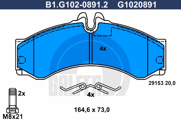 

Комплект тормозных дисковых колодок GALFER B1.G102-0891.2