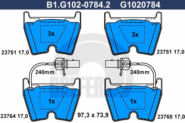 

Комплект тормозных дисковых колодок GALFER B1.G102-0784.2