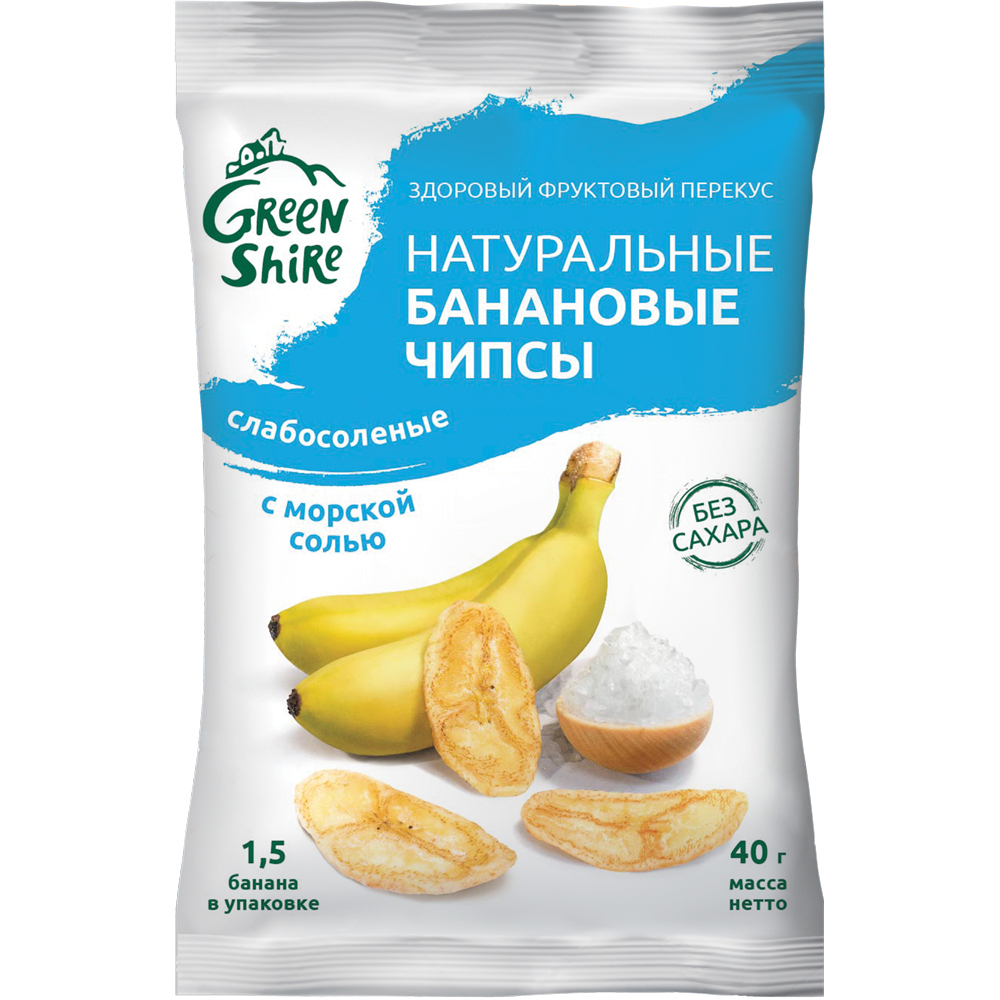 

Чипсы Green Shire банановые слабосоленые с морской солью 40 г