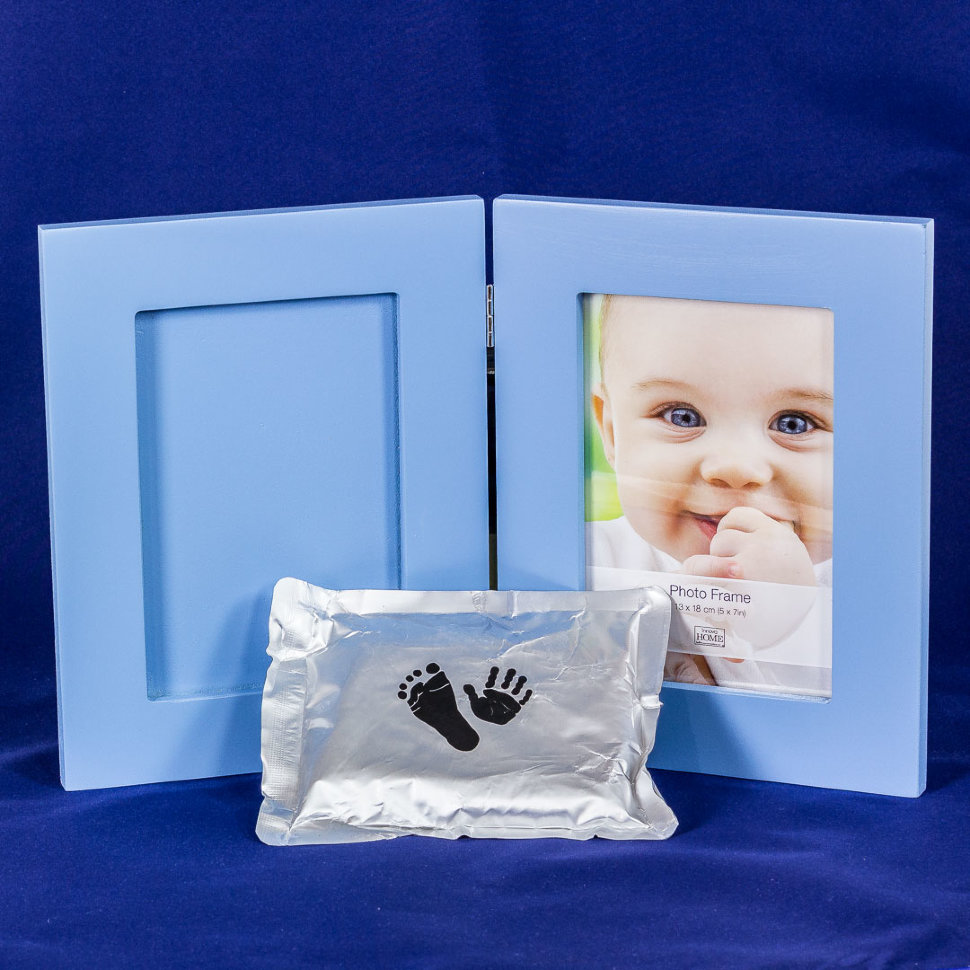фото Фоторамка "набор для слепков детских ножек и ручек" голубая, 13х18 см innova