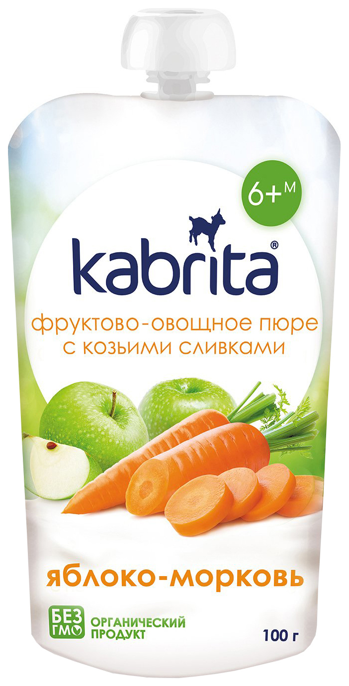 Готовый обед Kabrita С козьими сливками Яблоко-морковь с 6 мес. 100 г, 1 шт.