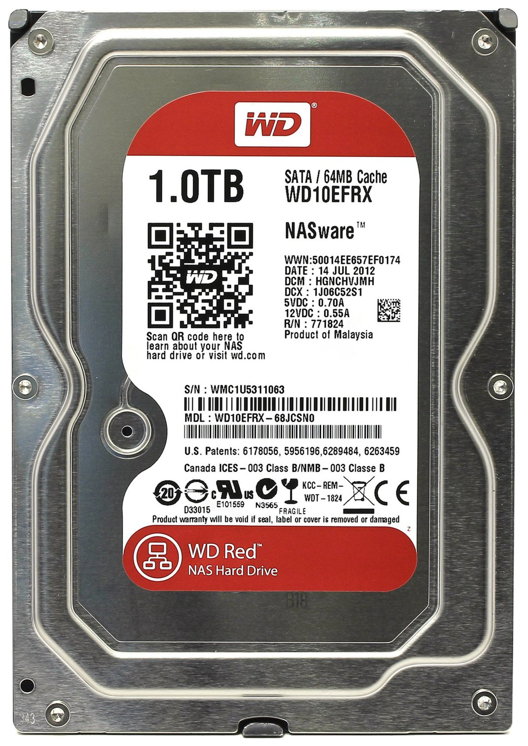 фото Внутренний жесткий диск western digital red 1tb (wd10efrx)