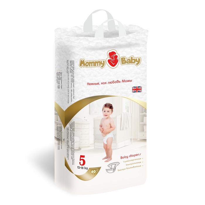 фото Подгузники детские одноразовые mommy baby (размер 5), 12-18 кг, 40 шт.