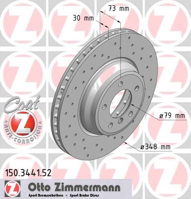 фото Тормозной диск zimmermann 150.3441.52