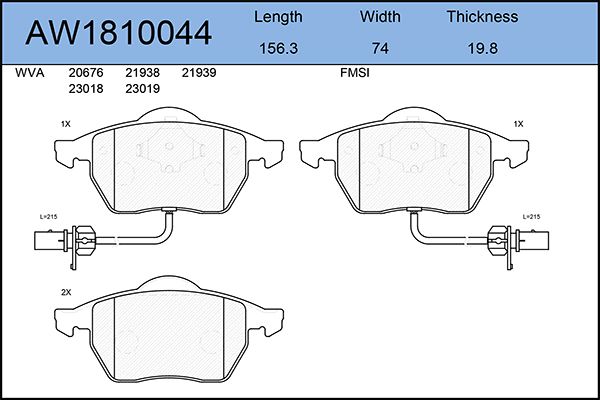 

Тормозные колодки AywiParts дисковые AW1810044