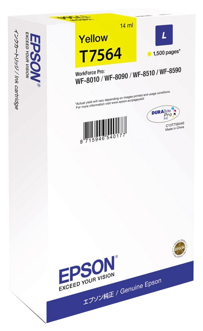 

Картридж для струйного принтера Epson C13T756440, желтый, оригинал, t7564