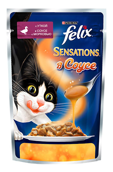 фото Влажный корм для кошек felix sensation, утка, морковь, 24шт, 85г