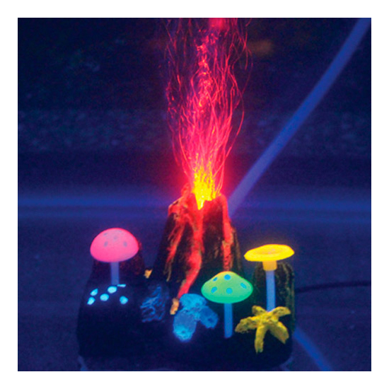 фото Декорация для аквариума jelly-fish вулкан подводный с неоновым эффектом, силикон 9х7х6,5см