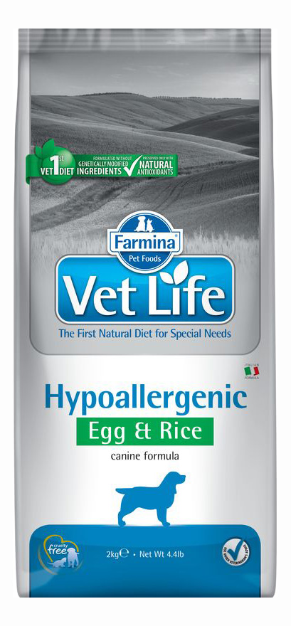 фото Сухой корм для собак farmina vet life hypoallergenic, гипоаллергенный, яйцо и рис, 2кг