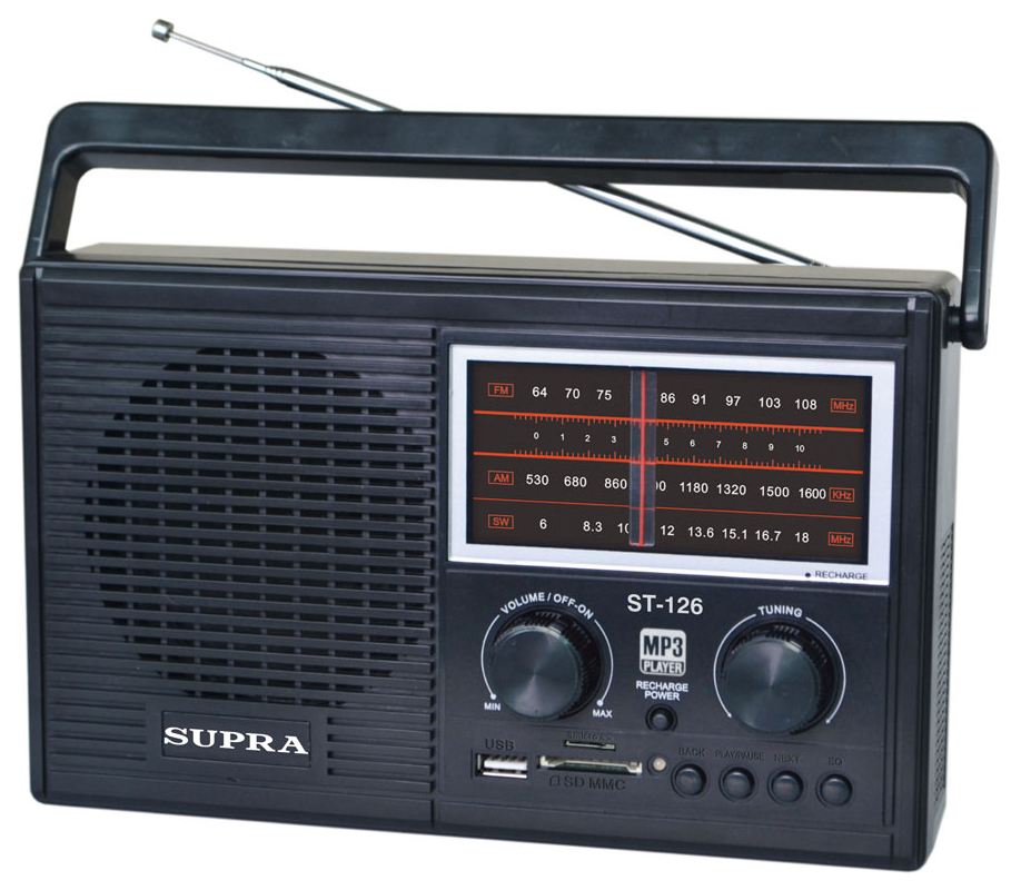 

Радиоприемник Supra T-126 Black, Черный, T-126