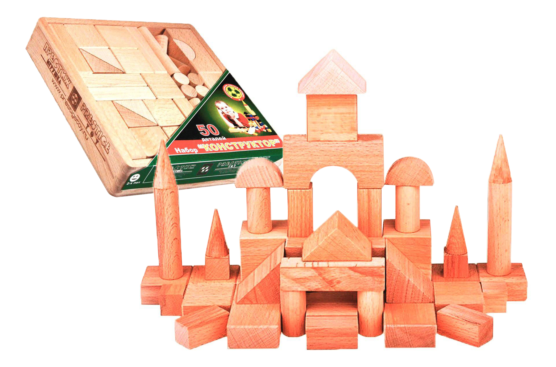 Конструктор деревянный Престиж-игрушка Конструктор деревянный 50 деталей