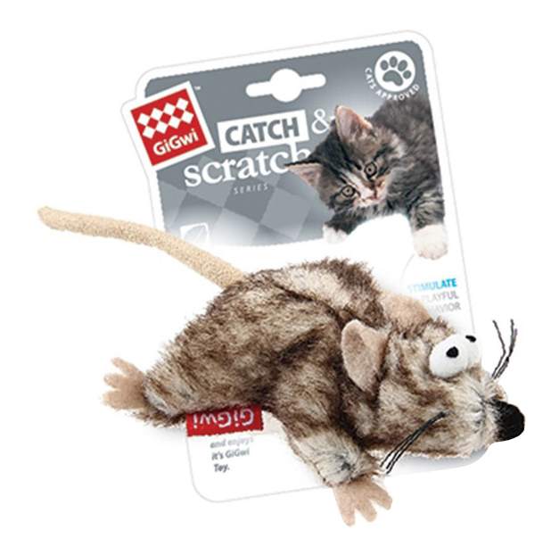 Мягкая игрушка для кошек Gigwi Мышка с кошачьей мятой 8 см