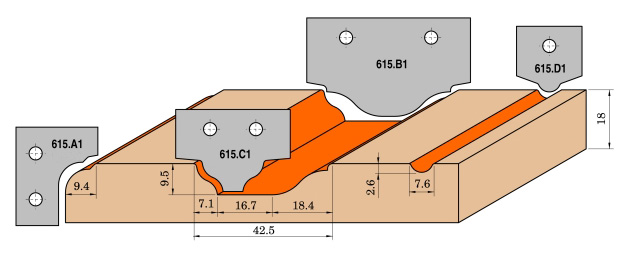 Нож твердосплавный 20x20x2 (профиль D1) CMT 615.D1