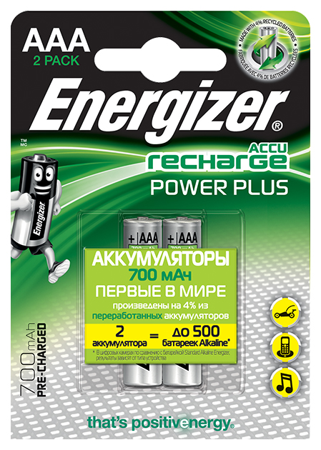 фото Аккумуляторная батарея energizer power plus 2 шт