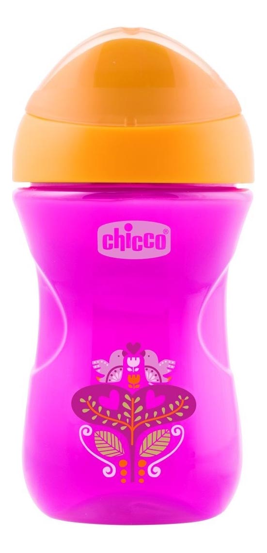 фото Поильник chicco 266 мл с 12 мес розовый цветочек