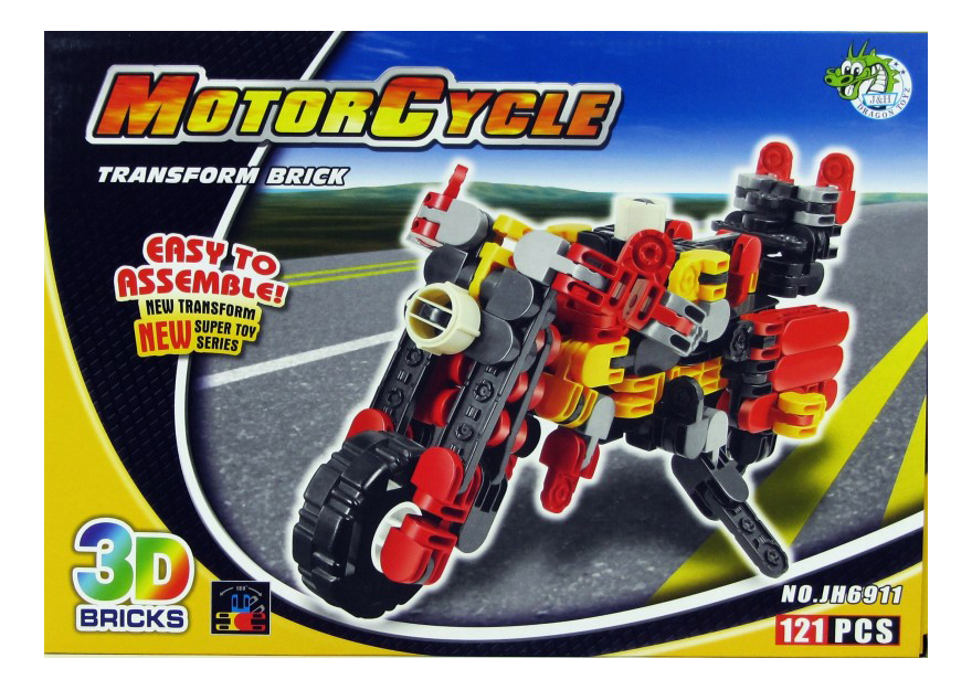 

Конструктор Мотоцикл Dragon Toys Страйп 121 дет., Черный;желтый;красный;серый, Мотоцикл