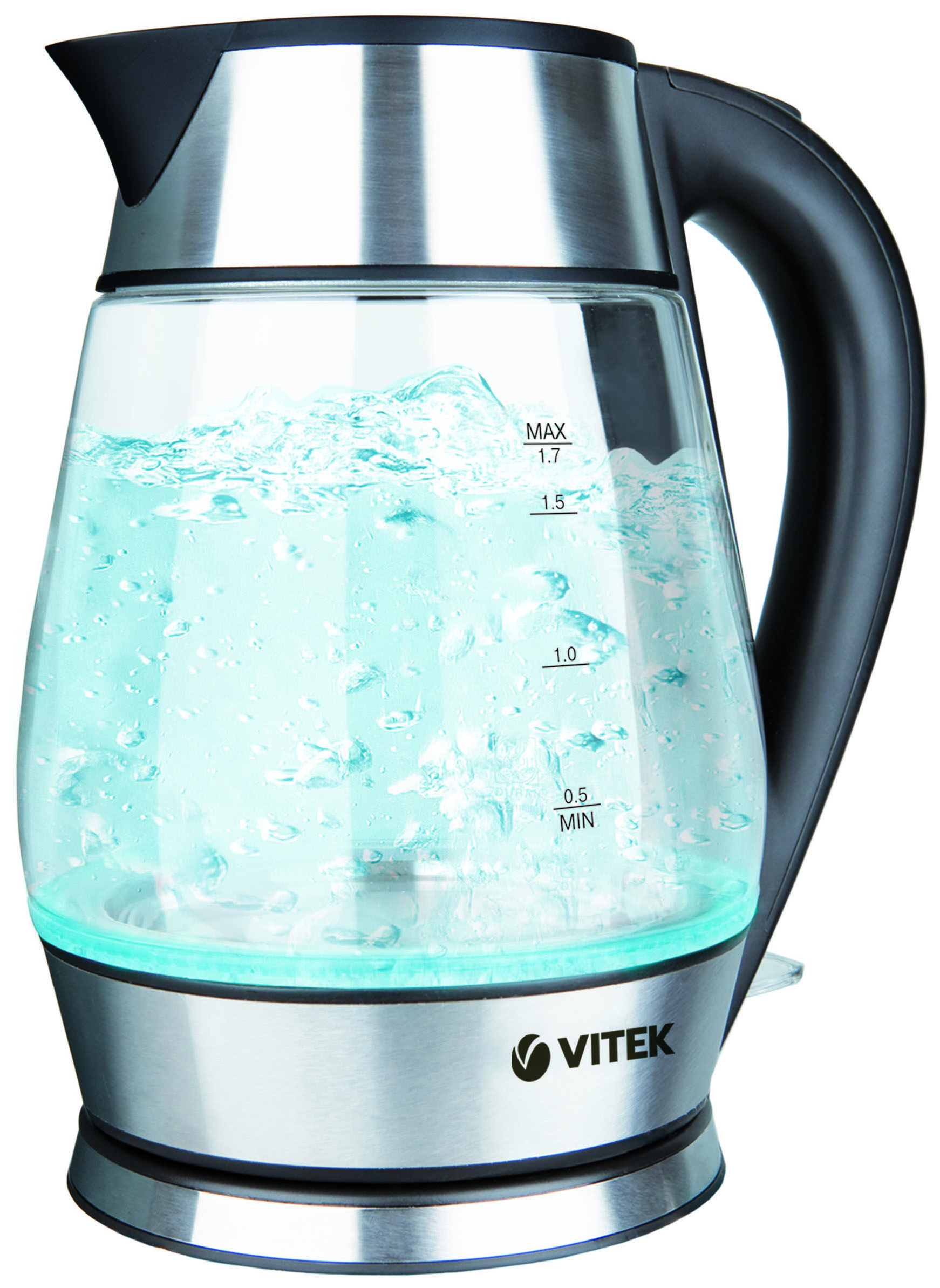 Чайник электрический VITEK VT-7037 1.8 л серебристый, черный форма овальная для запекания и выпечки из жаропрочного стекла borcam 1 5 л 18×26 см без крышки