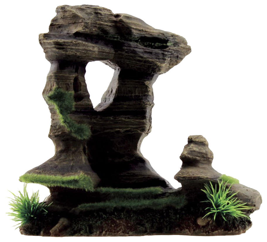 фото Декорация для аквариума artuniq фигурная скала со мхом s, пластик, 20х11,5х19,5 см