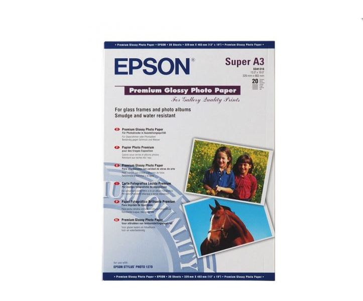 Бумага Epson C13S041316 Premium Glossy Photo Paper, глянцевая, A3+, 250 г/м2, 20 листов 100025384947 белый