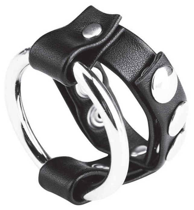 фото Генитальная сбруя blueline metal cock ring with adjust