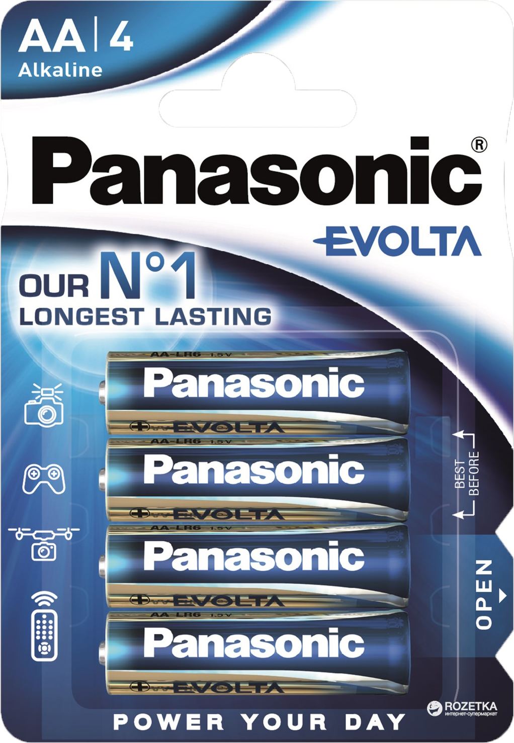 

Батарейка Panasonic Evolta LR6EGE/4BP 4 шт, Panasonic-1