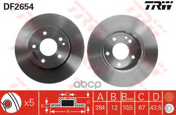 фото Тормозной диск trw/lucas для df2654