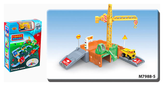 

Паркинг "Город машин" с экскаватором, краном и машинкой, 26 деталей Shantou