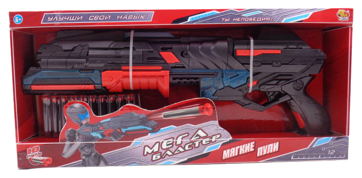 МегаБластер игрушечный ABtoys стреляющий мягкими снарядами 10 шт. в комплекте мегабластер игрушечный с мягкими снарядами 6 шт в комплекте 29 5x7x23 5 см