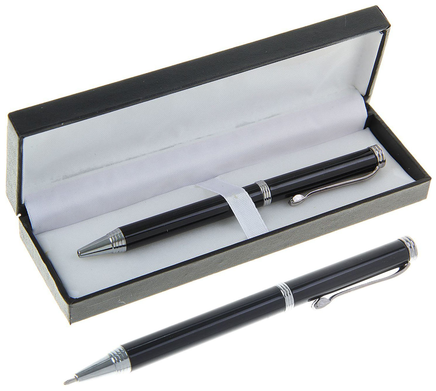 Подарочная шариковая ручка Calligrata Директор черная с серебром