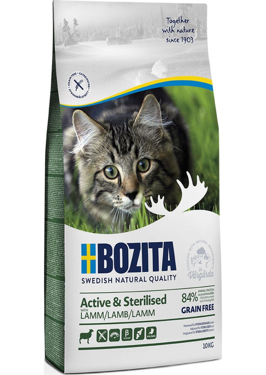 фото Сухой корм bozita active & sterilised grain free lamb для активных кошек 10 кг, ягненок