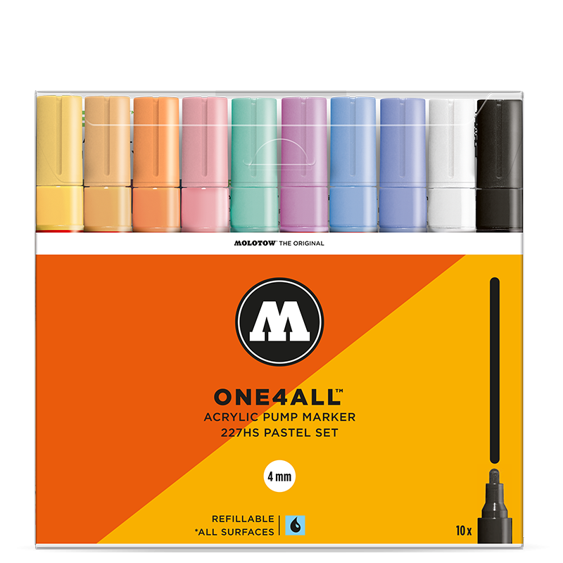 фото Набор акриловых маркеров molotow one4all pastel-kit 227hs 10 шт