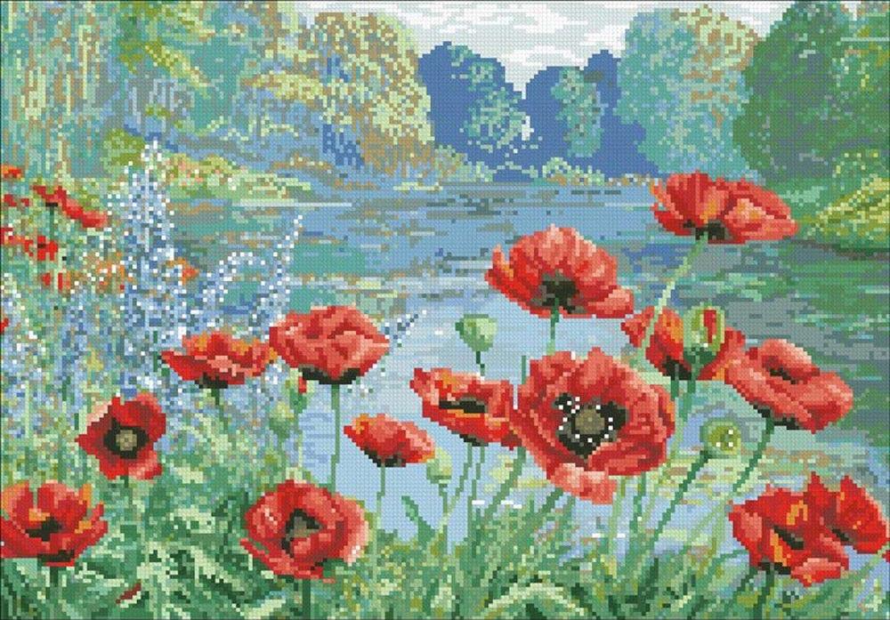 

Алмазная вышивка Паутинка Маковый берег, 50x35 см, Маковый берег