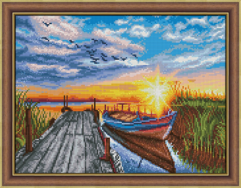 

Алмазная вышивка Алмазная Живопись Закат у причала, 30x40 см, Закат у причала