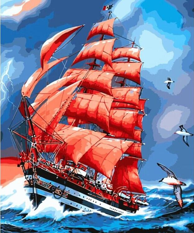 

Алмазная вышивка Цветной Парусник Америго Веспуччи, 40x50 см, Парусник Америго Веспуччи