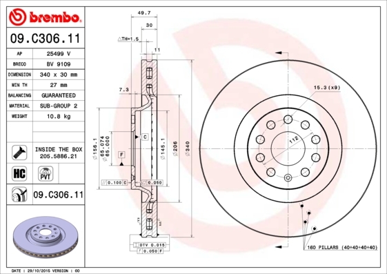 фото Тормозной диск brembo 09c30611