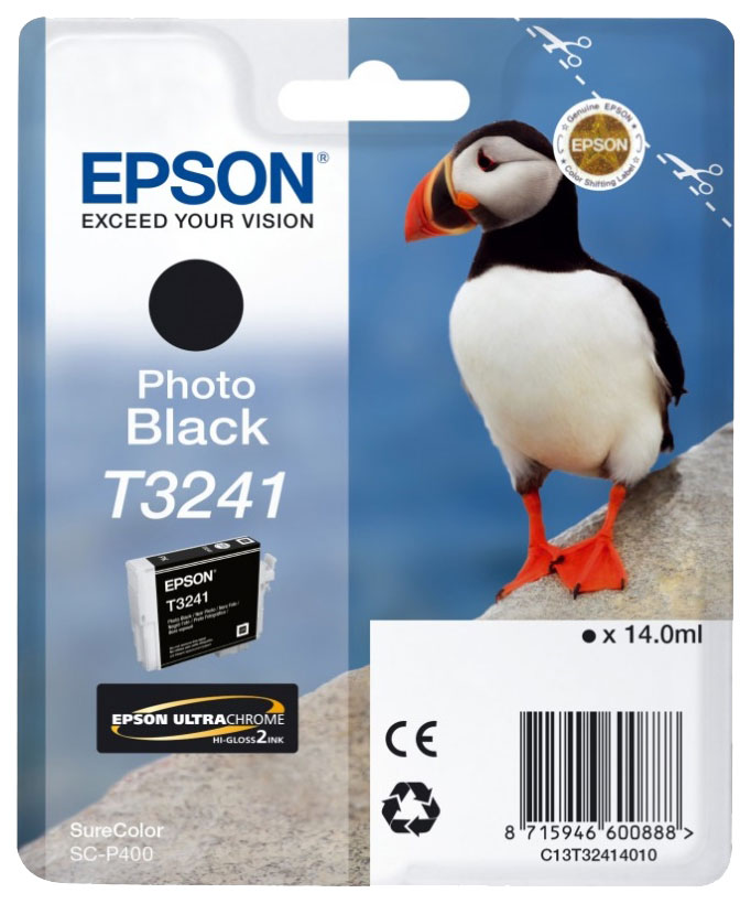 Картридж для струйного принтера Epson T3241 (C13T32414010) черный, оригинал