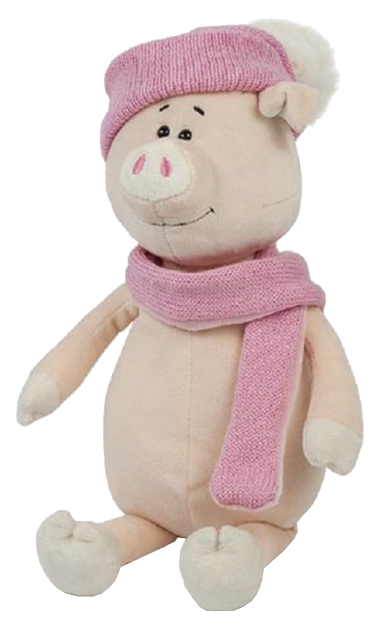 фото Мягкая игрушка maxitoys свинка глаша в шапке и шарфе, 22 см