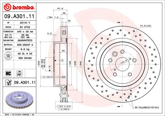 фото Тормозной диск brembo 09.a301.11