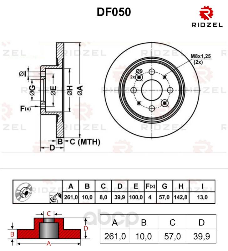

Тормозной диск RIDZEL DF050 задний